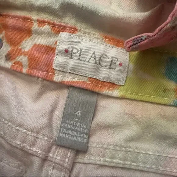 Children’s Place Tie Dye overalls sz 4 Girl's Coverall Pink Tie Dye Shorts - Picture 2 of 7